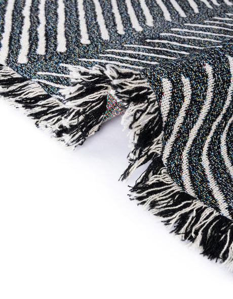 Black and White 4' 6 x 6' Throw Blanket Rectangle Area Rug 100% Cotton Washable Cozy Soft Warm Room Decor Accent Made In USA