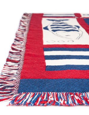 Red and Blue 4' 1 x 6' Throw Blanket Rectangle Rug