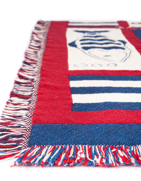 Red and Blue 4' 1 x 5' 9 Throw Blanket Rectangle Area Rug 100% Cotton Washable Cozy Soft Warm Room Decor Accent Made In USA