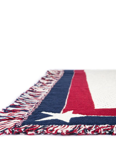 Red and Blue 4' 6 x 6' Throw Blanket Rectangle Area Rug 100% Cotton Washable Cozy Soft Warm Room Decor Accent Made In USA