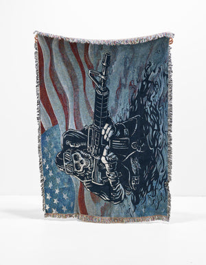 Red and Blue 4' 6 x 6' Throw Blanket Rectangle Rug