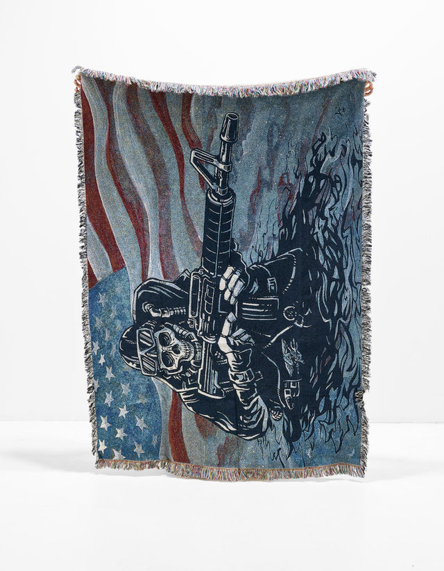 Red and Blue 4' 6 x 6' Throw Blanket Rectangle Rug