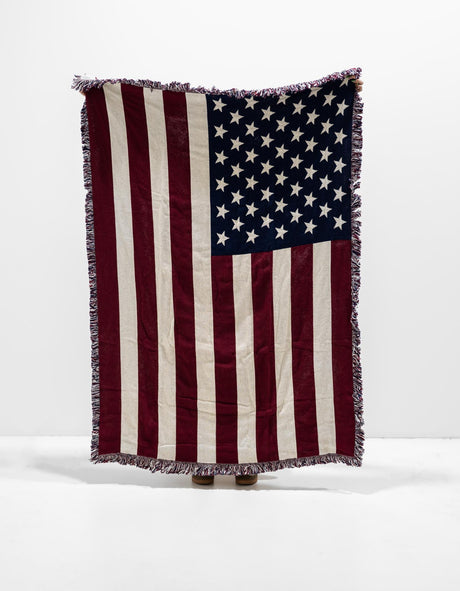 Red and Blue 4' 6 x 6' Throw Blanket Rectangle Area Rug 100% Cotton Washable Cozy Soft Warm Room Decor Accent Made In USA