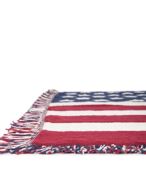 Red and Blue 4' 6 x 6' Throw Blanket Rectangle Rug