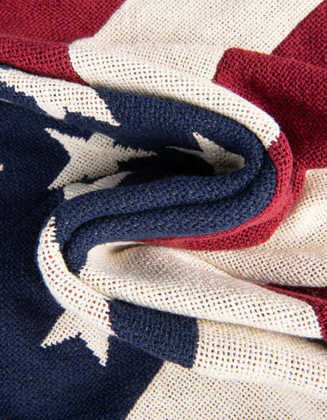 Red and Blue 4' 6 x 6' Throw Blanket Rectangle Area Rug 100% Cotton Washable Cozy Soft Warm Room Decor Accent Made In USA