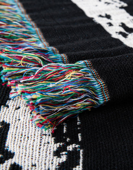 Black and White 4' 6 x 6' Throw Blanket Rectangle Area Rug 100% Cotton Washable Cozy Soft Warm Room Decor Accent Made In USA