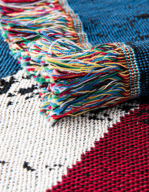 Red and Blue 4' 6 x 6' Throw Blanket Rectangle Rug