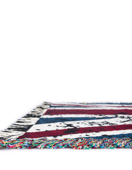 Red and Blue 4' 6 x 6' Throw Blanket Rectangle Area Rug 100% Cotton Washable Cozy Soft Warm Room Decor Accent Made In USA