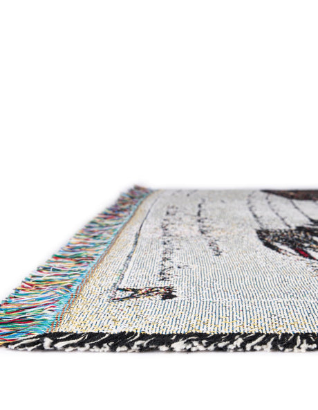 Multicolor 4' 6 x 6' Throw Blanket Rectangle Area Rug 100% Cotton Washable Cozy Soft Warm Room Decor Accent Made In USA