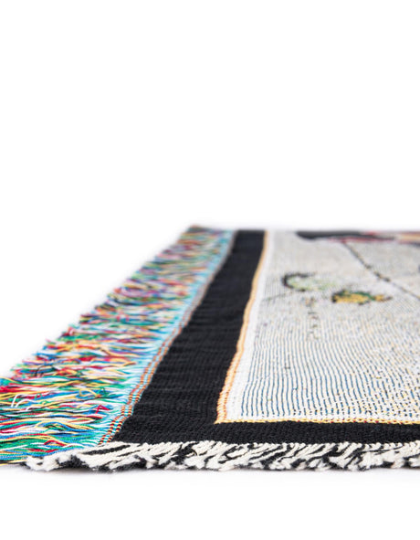 Multicolor 4' 6 x 6' Throw Blanket Rectangle Area Rug 100% Cotton Washable Cozy Soft Warm Room Decor Accent Made In USA