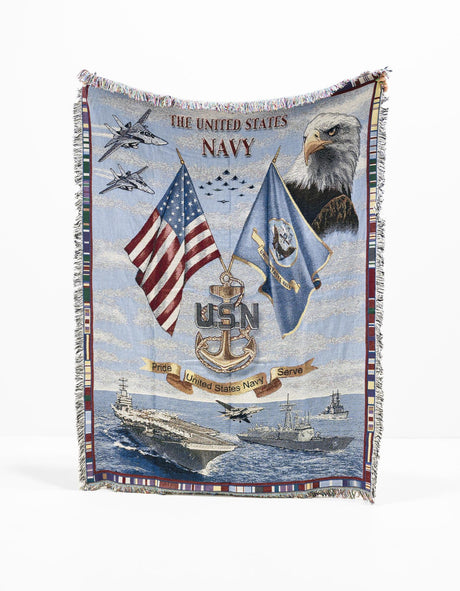 Blue 4' 6 x 6' Throw Blanket Rectangle Area Rug 100% Cotton Washable Cozy Soft Warm Room Decor Accent Made In USA