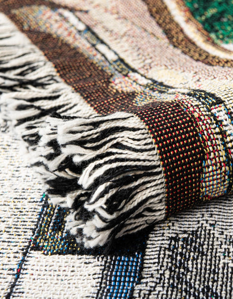 Multicolor 4' 6 x 6' Throw Blanket Rectangle Area Rug 100% Cotton Washable Cozy Soft Warm Room Decor Accent Made In USA