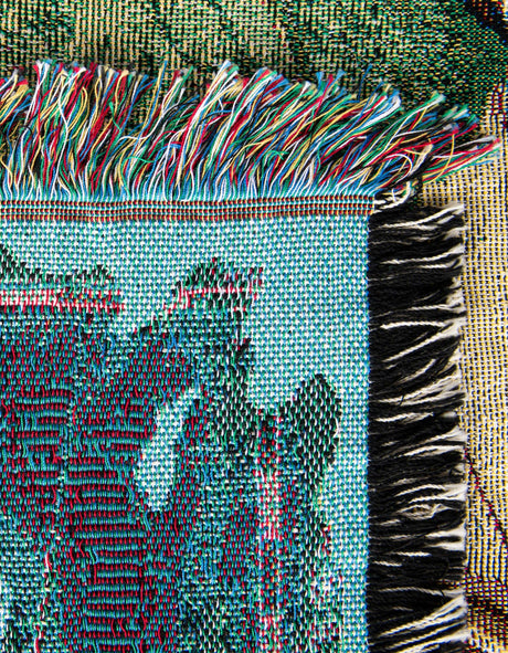 Multicolor 4' 6 x 6' Throw Blanket Rectangle Area Rug 100% Cotton Washable Cozy Soft Warm Room Decor Accent Made In USA