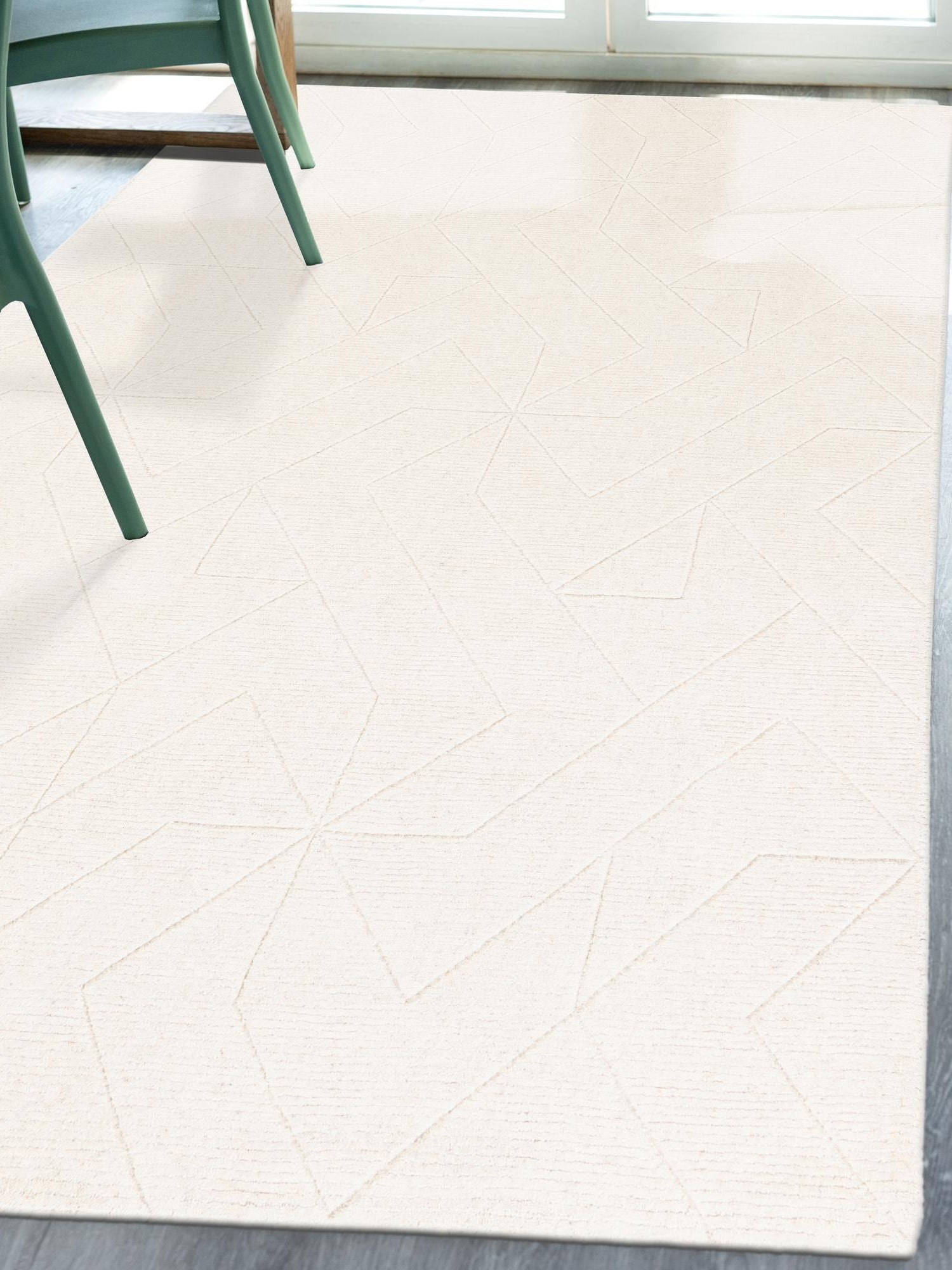 Pearl Ivory 10' x 14' 1 WoolCraft Geometric Rectangle Area Rug Hand Tufted Premium 100% Wool With Cotton Backing Luxury Carpet for Sale at Rug Engine