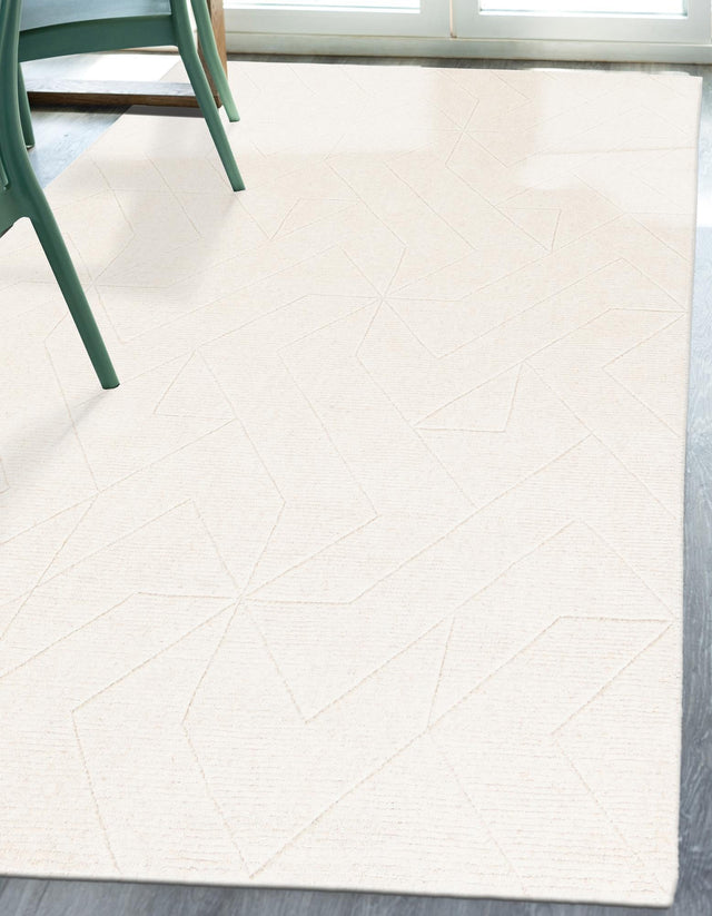 Pearl Ivory 7' 10 x 10' WoolCraft Geometric Rectangle Area Rug Hand Tufted Premium 100% Wool With Cotton Backing Luxury Carpet for Sale at Rug Engine