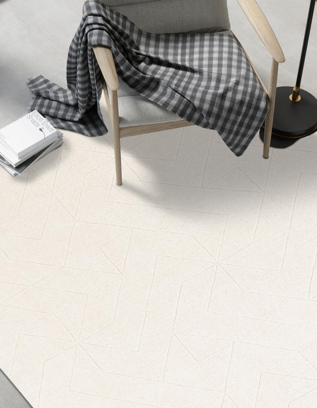 Pearl Ivory 10' x 14' 1 WoolCraft Geometric Rectangle Area Rug Hand Tufted Premium 100% Wool With Cotton Backing Luxury Carpet for Sale at Rug Engine