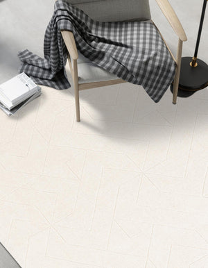 Pearl Ivory 4' 1 x 6' 1 WoolCraft Geometric Rectangle Area Rug Hand Tufted Premium 100% Wool With Cotton Backing Luxury Carpet for Sale at Rug Engine