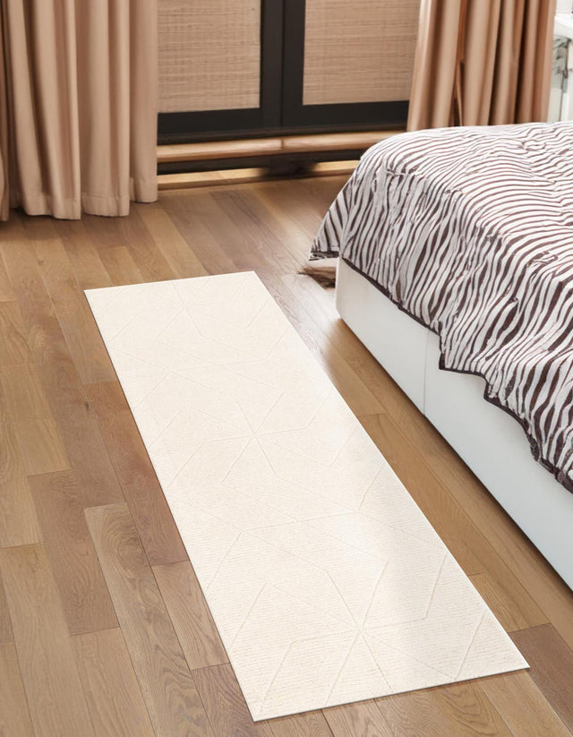 Pearl Ivory 2' x 8' WoolCraft Geometric Runner Area Rug Hand Tufted Premium 100% Wool With Cotton Backing Luxury Carpet for Sale at Rug Engine