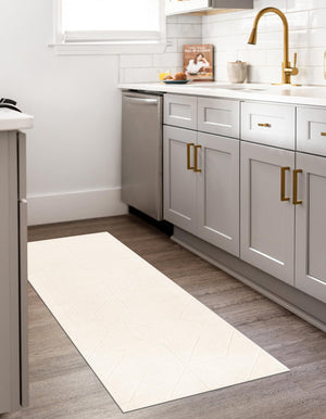 Pearl Ivory 2' x 6' 1 WoolCraft Geometric Runner Area Rug Hand Tufted Premium 100% Wool With Cotton Backing Luxury Carpet for Sale at Rug Engine