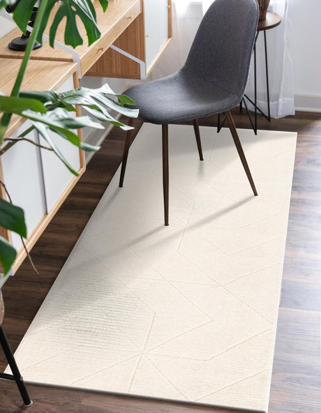 Pearl Ivory 2' x 6' 1 WoolCraft Geometric Runner Area Rug Hand Tufted Premium 100% Wool With Cotton Backing Luxury Carpet for Sale at Rug Engine
