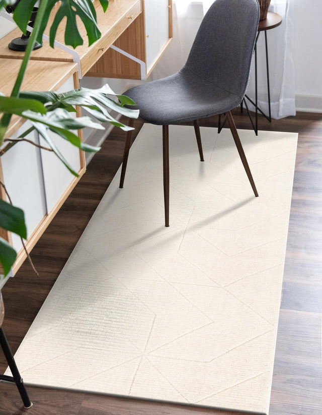 Pearl Ivory 2' x 6' 1 WoolCraft Geometric Runner Area Rug Hand Tufted Premium 100% Wool With Cotton Backing Luxury Carpet for Sale at Rug Engine