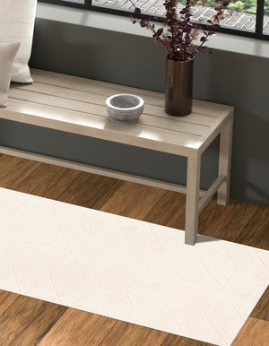 Pearl Ivory 2' x 8' WoolCraft Geometric Runner Area Rug Hand Tufted Premium 100% Wool With Cotton Backing Luxury Carpet for Sale at Rug Engine