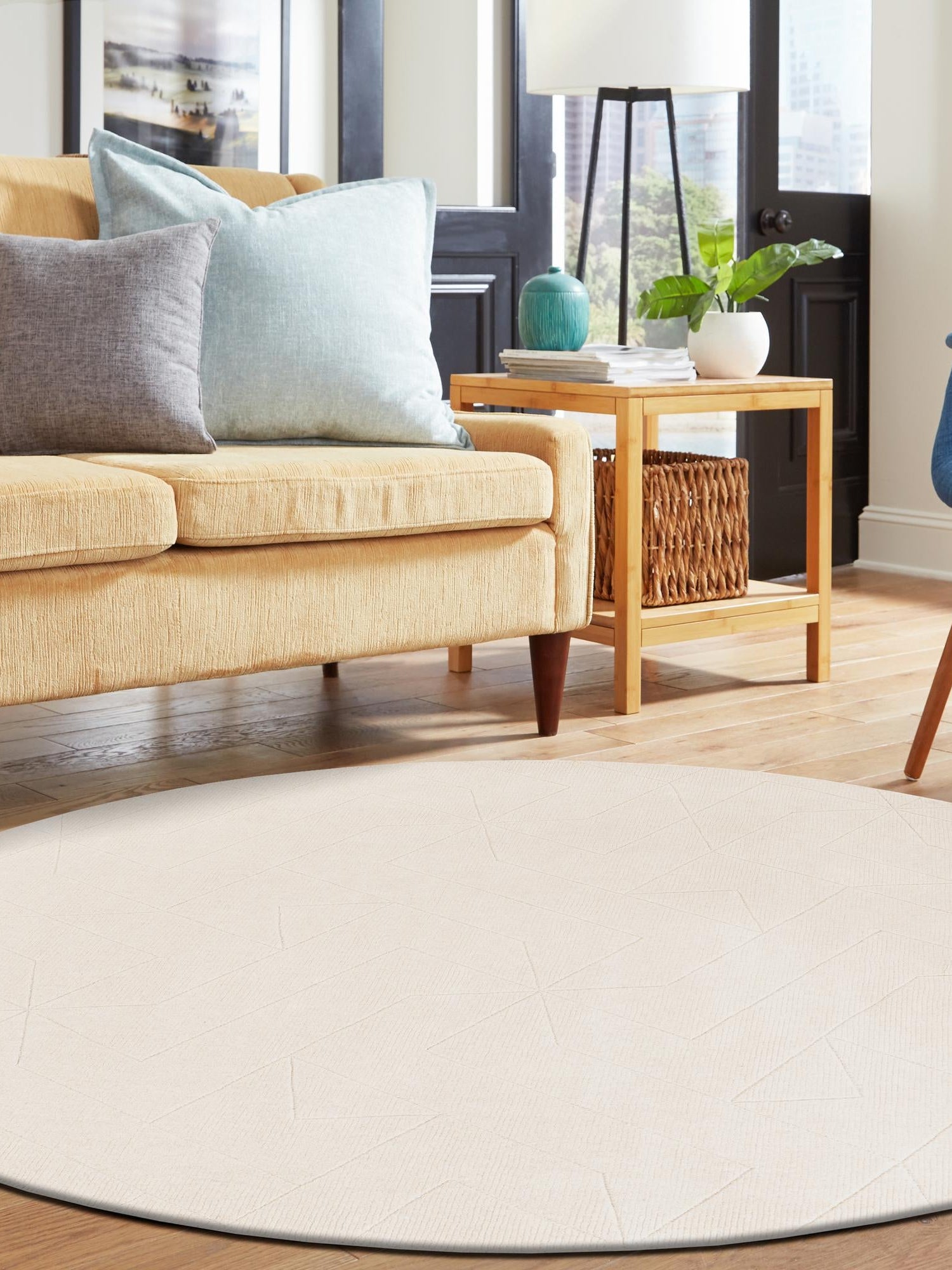 Pearl Ivory 10' x 10' WoolCraft Geometric Round Area Rug Hand Tufted Premium 100% Wool With Cotton Backing Luxury Carpet for Sale at Rug Engine