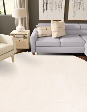 Pearl Ivory 10' x 10' WoolCraft Geometric Round Area Rug Hand Tufted Premium 100% Wool With Cotton Backing Luxury Carpet for Sale at Rug Engine