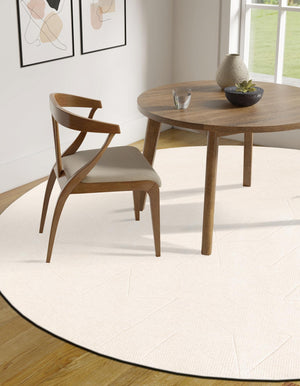 Pearl Ivory 7' 10 x 7' 10 WoolCraft Geometric Round Area Rug Hand Tufted Premium 100% Wool With Cotton Backing Luxury Carpet for Sale at Rug Engine
