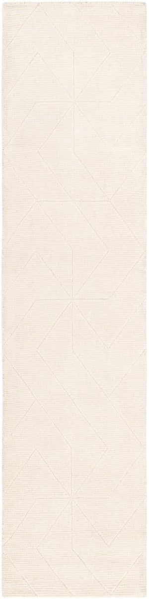 Pearl Ivory 2' x 8' WoolCraft Geometric Runner Area Rug Hand Tufted Premium 100% Wool With Cotton Backing Luxury Carpet for Sale at Rug Engine