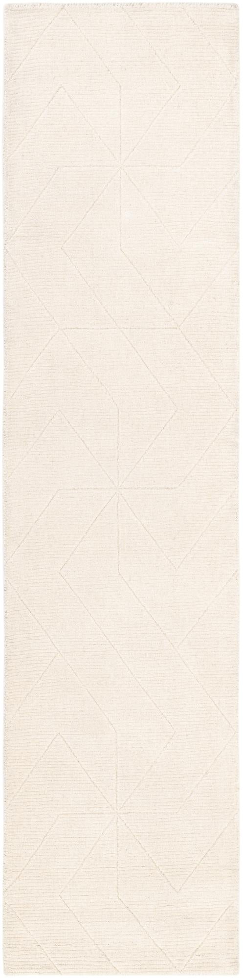Pearl Ivory 2' x 8' WoolCraft Geometric Runner Area Rug Hand Tufted Premium 100% Wool With Cotton Backing Luxury Carpet for Sale at Rug Engine