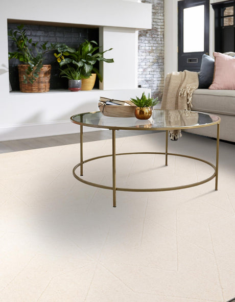 Pearl Ivory 7' 10 x 7' 10 WoolCraft Geometric Square Area Rug Hand Tufted Premium 100% Wool With Cotton Backing Luxury Carpet for Sale at Rug Engine