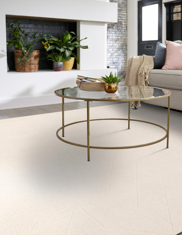 Pearl Ivory 10' x 10' WoolCraft Geometric Square Area Rug Hand Tufted Premium 100% Wool With Cotton Backing Luxury Carpet for Sale at Rug Engine