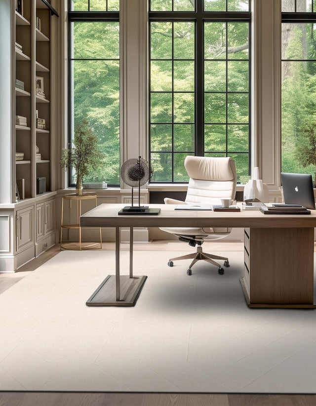 Pearl Ivory 7' 10 x 7' 10 WoolCraft Geometric Square Area Rug Hand Tufted Premium 100% Wool With Cotton Backing Luxury Carpet for Sale at Rug Engine