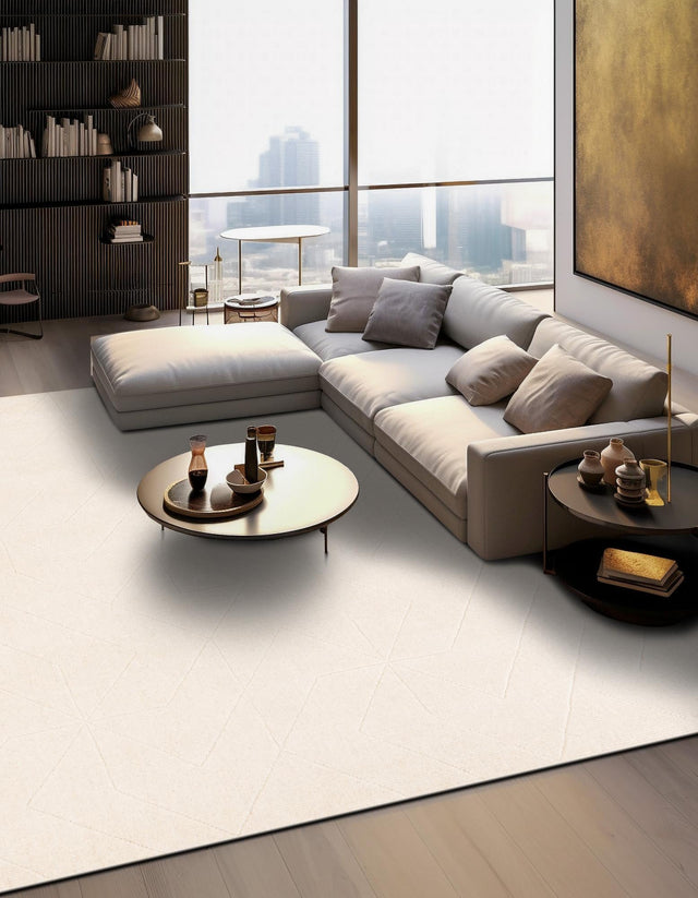 Pearl Ivory 7' 10 x 7' 10 WoolCraft Geometric Square Area Rug Hand Tufted Premium 100% Wool With Cotton Backing Luxury Carpet for Sale at Rug Engine
