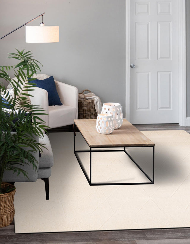 Pearl Ivory 7' 10 x 7' 10 WoolCraft Geometric Square Area Rug Hand Tufted Premium 100% Wool With Cotton Backing Luxury Carpet for Sale at Rug Engine