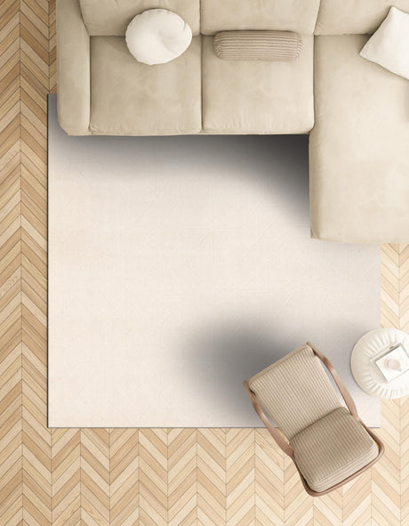 Pearl Ivory 7' 10 x 7' 10 WoolCraft Geometric Square Area Rug Hand Tufted Premium 100% Wool With Cotton Backing Luxury Carpet for Sale at Rug Engine