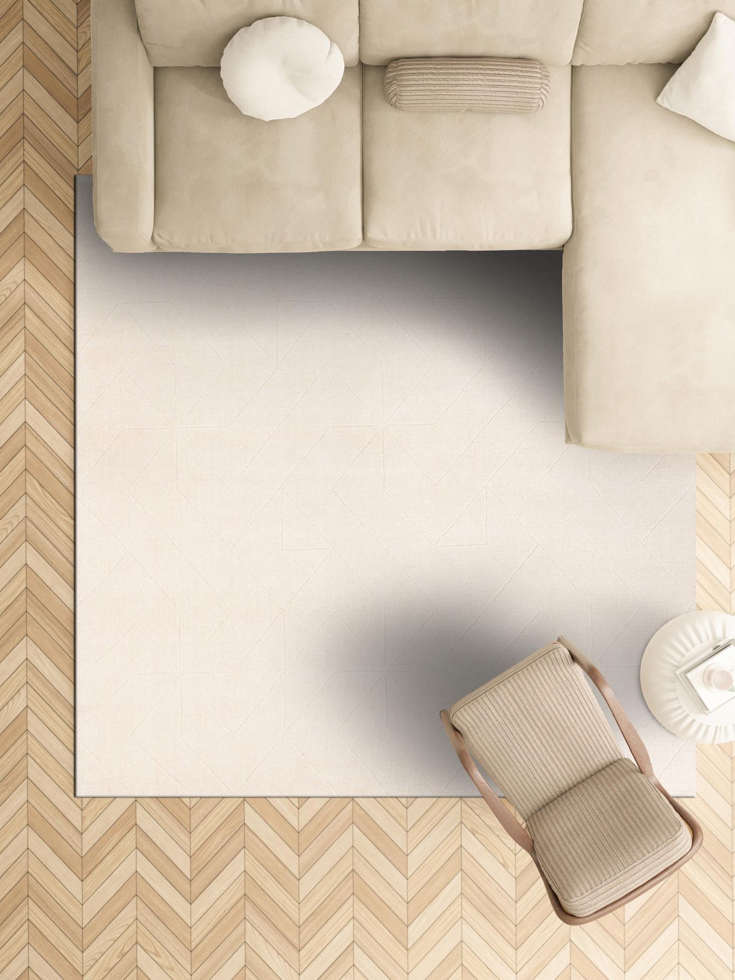 Pearl Ivory 10' x 10' WoolCraft Geometric Square Area Rug Hand Tufted Premium 100% Wool With Cotton Backing Luxury Carpet for Sale at Rug Engine