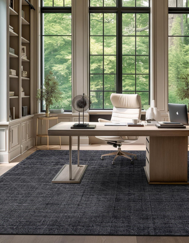 Jet Black 7' 10 x 7' 10 WoolCraft Geometric Square Area Rug Hand Tufted Premium 100% Wool With Cotton Backing Luxury Carpet for Sale at Rug Engine