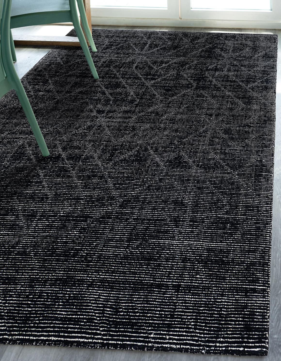 Jet Black 9' x 12' WoolCraft Geometric Rectangle Area Rug Hand Tufted Premium 100% Wool With Cotton Backing Luxury Carpet for Sale at Rug Engine