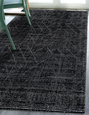 Jet Black 7' 10 x 10' WoolCraft Geometric Rectangle Area Rug Hand Tufted Premium 100% Wool With Cotton Backing Luxury Carpet for Sale at Rug Engine