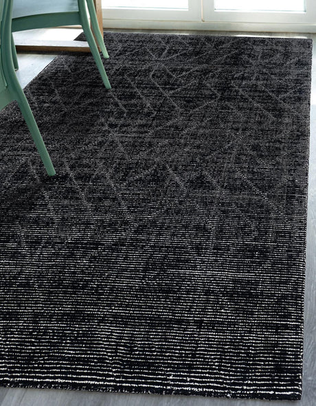 Jet Black 7' 10 x 10' WoolCraft Geometric Rectangle Area Rug Hand Tufted Premium 100% Wool With Cotton Backing Luxury Carpet for Sale at Rug Engine