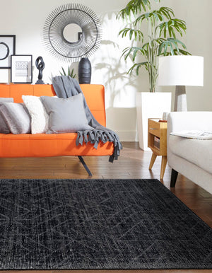 Jet Black 7' 10 x 10' WoolCraft Geometric Rectangle Area Rug Hand Tufted Premium 100% Wool With Cotton Backing Luxury Carpet for Sale at Rug Engine