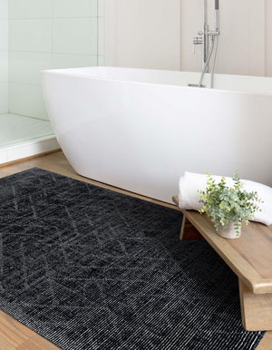 Jet Black 7' 10 x 10' WoolCraft Geometric Rectangle Area Rug Hand Tufted Premium 100% Wool With Cotton Backing Luxury Carpet for Sale at Rug Engine