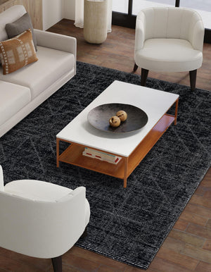 Jet Black 7' 10 x 10' WoolCraft Geometric Rectangle Area Rug Hand Tufted Premium 100% Wool With Cotton Backing Luxury Carpet for Sale at Rug Engine