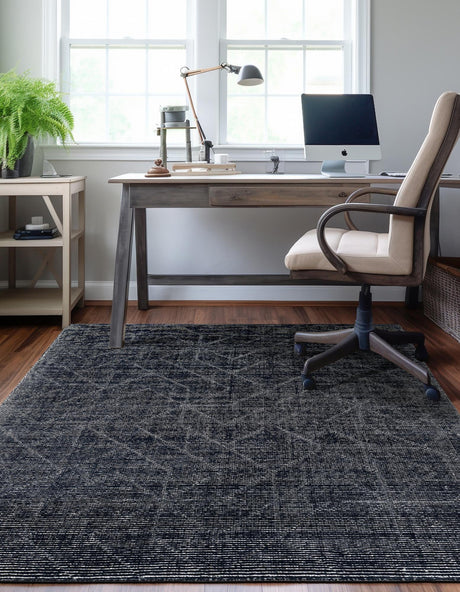 Jet Black 7' 10 x 10' WoolCraft Geometric Rectangle Area Rug Hand Tufted Premium 100% Wool With Cotton Backing Luxury Carpet for Sale at Rug Engine