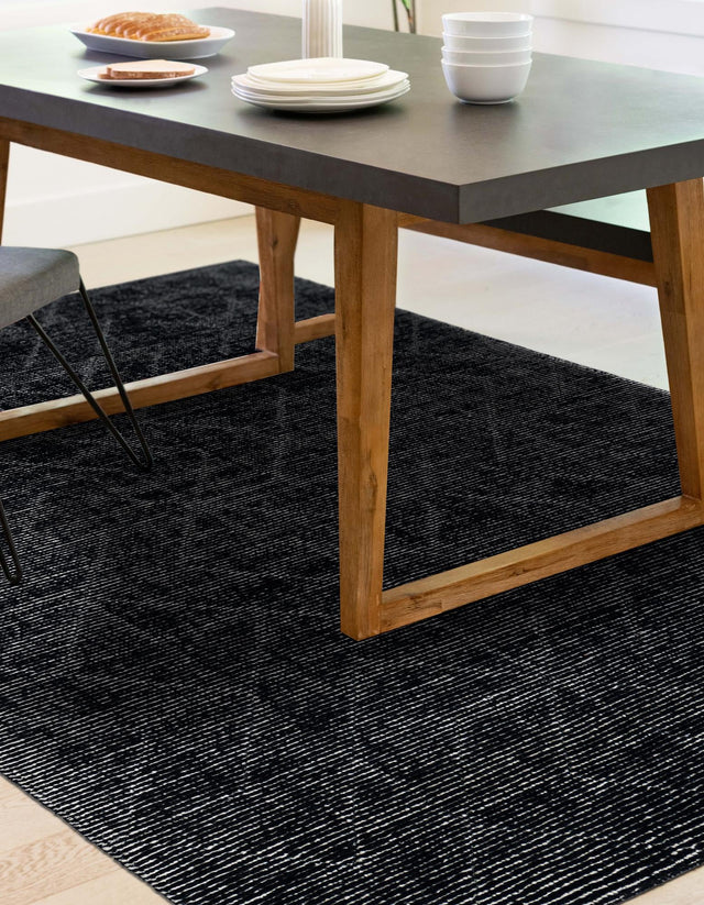 Jet Black 7' 10 x 10' WoolCraft Geometric Rectangle Area Rug Hand Tufted Premium 100% Wool With Cotton Backing Luxury Carpet for Sale at Rug Engine