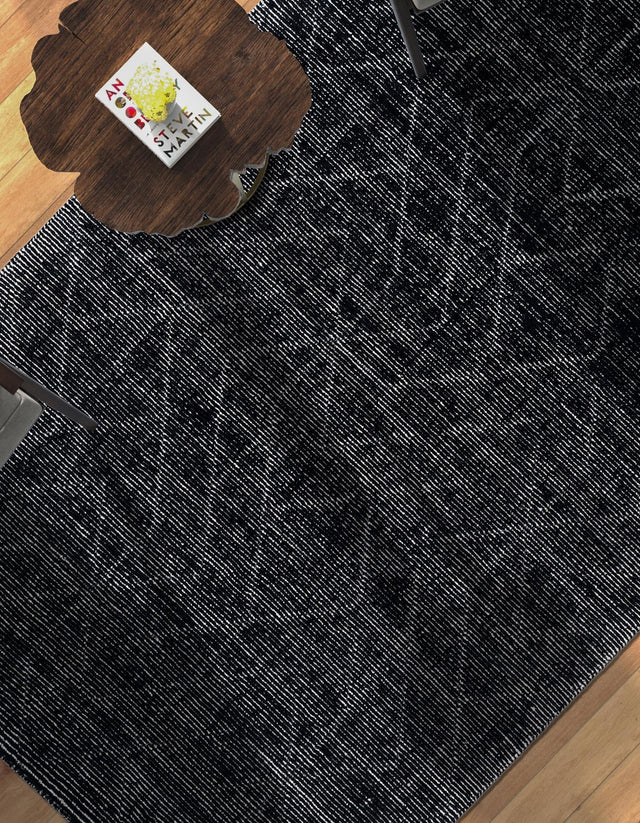 Jet Black 7' 10 x 10' WoolCraft Geometric Rectangle Area Rug Hand Tufted Premium 100% Wool With Cotton Backing Luxury Carpet for Sale at Rug Engine