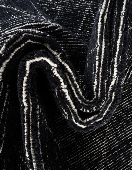 Jet Black 7' 10 x 10' WoolCraft Geometric Rectangle Area Rug Hand Tufted Premium 100% Wool With Cotton Backing Luxury Carpet for Sale at Rug Engine