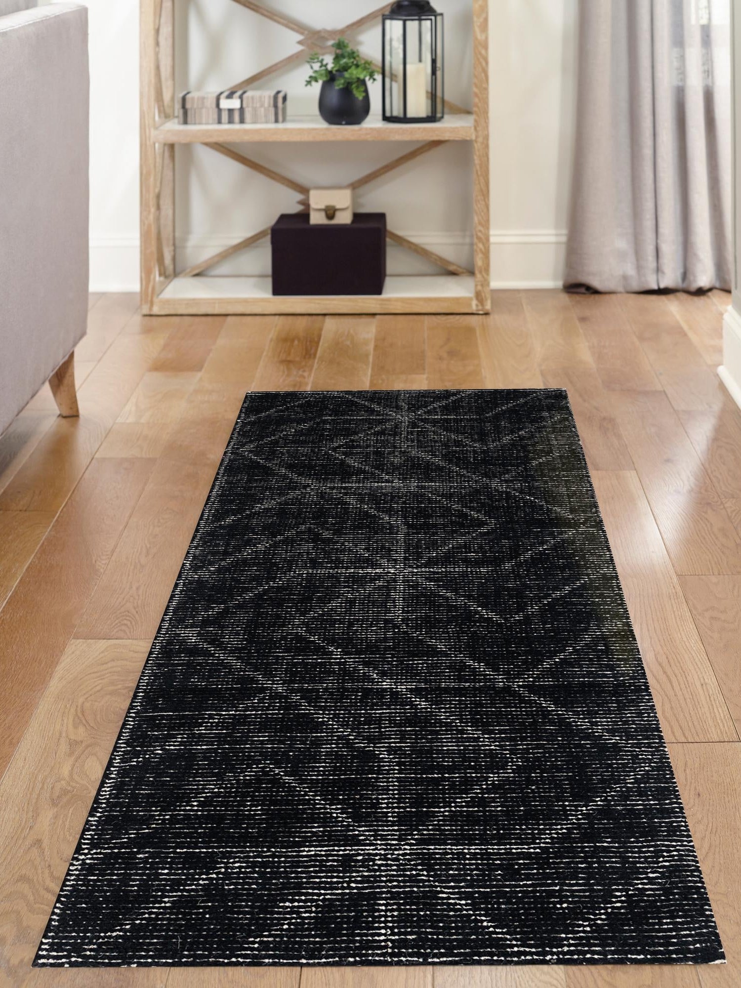 Jet Black 2' x 8' WoolCraft Geometric Runner Area Rug Hand Tufted Premium 100% Wool With Cotton Backing Luxury Carpet for Sale at Rug Engine